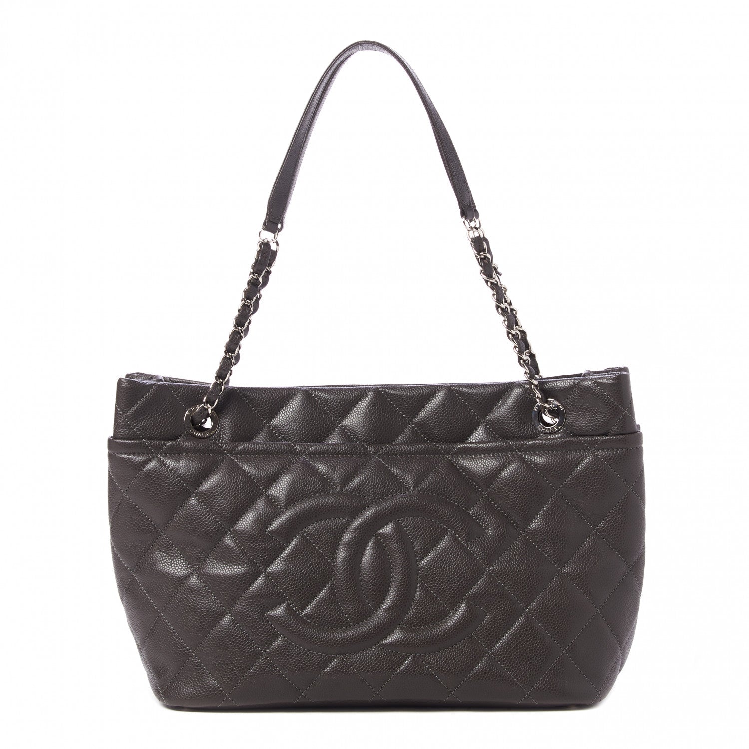 Chanel Caviar Quilted Timeless CC Soft Tote Dark Grey 1 of 9