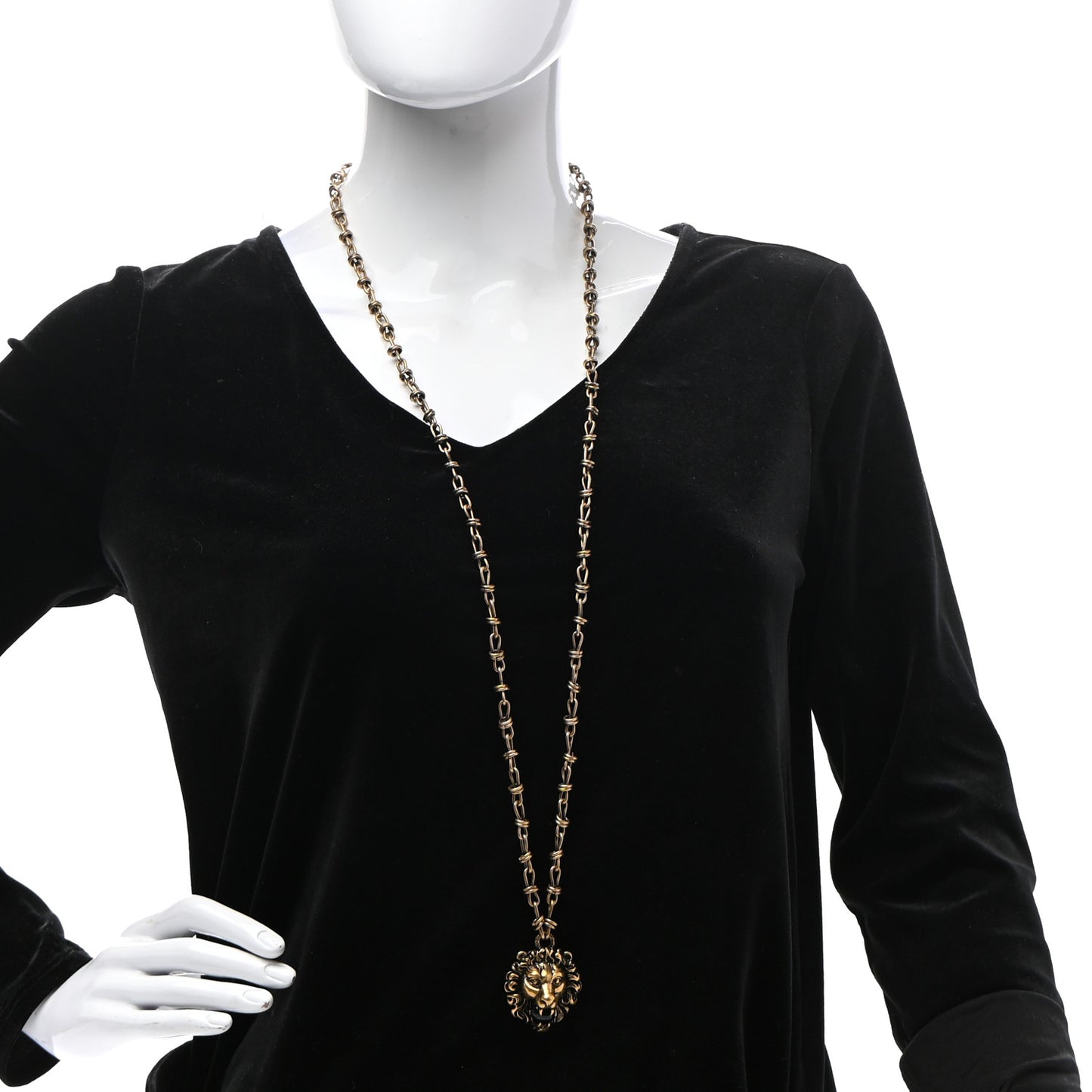 Metal Lion Head Necklace Gold