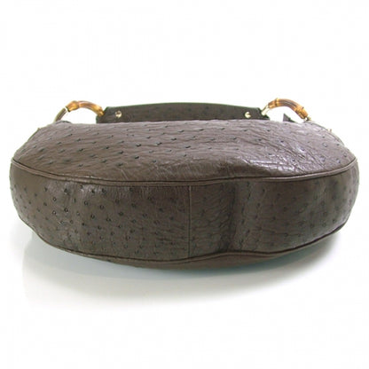 Gucci Ostrich Half Moon Bamboo Ring Hobo Brown 5 of 10