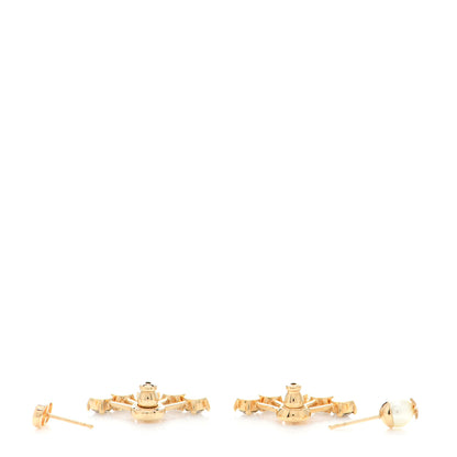 Christian Dior Crystal Pearl Petite CD Earrings Gold 3 of 5