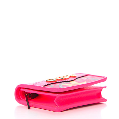 Gucci Calfskin Flora Print Zumi Card Case Fuxia Fluo 4 of 7