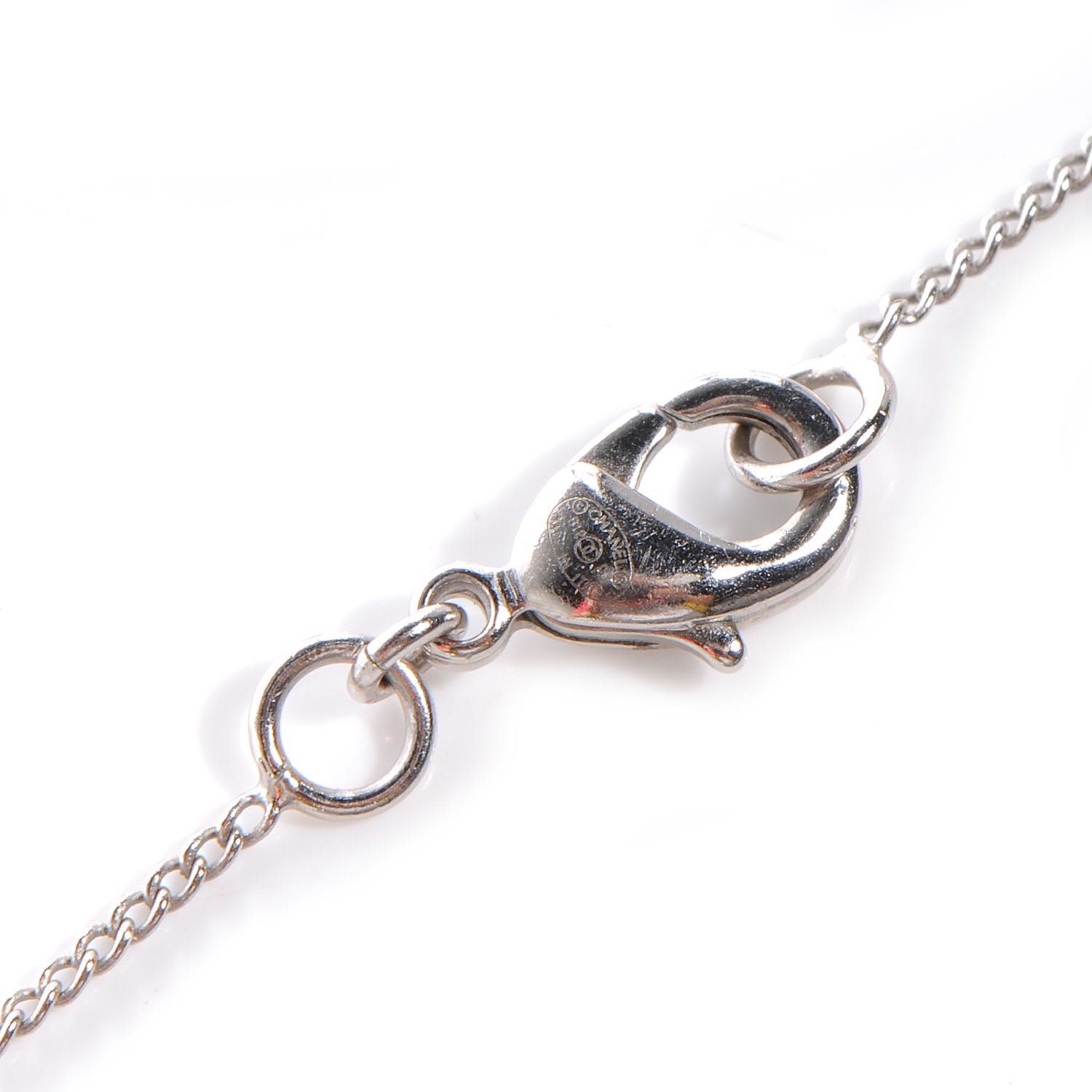 Chanel Crystal Studded CC Necklace Silver 4 of 4