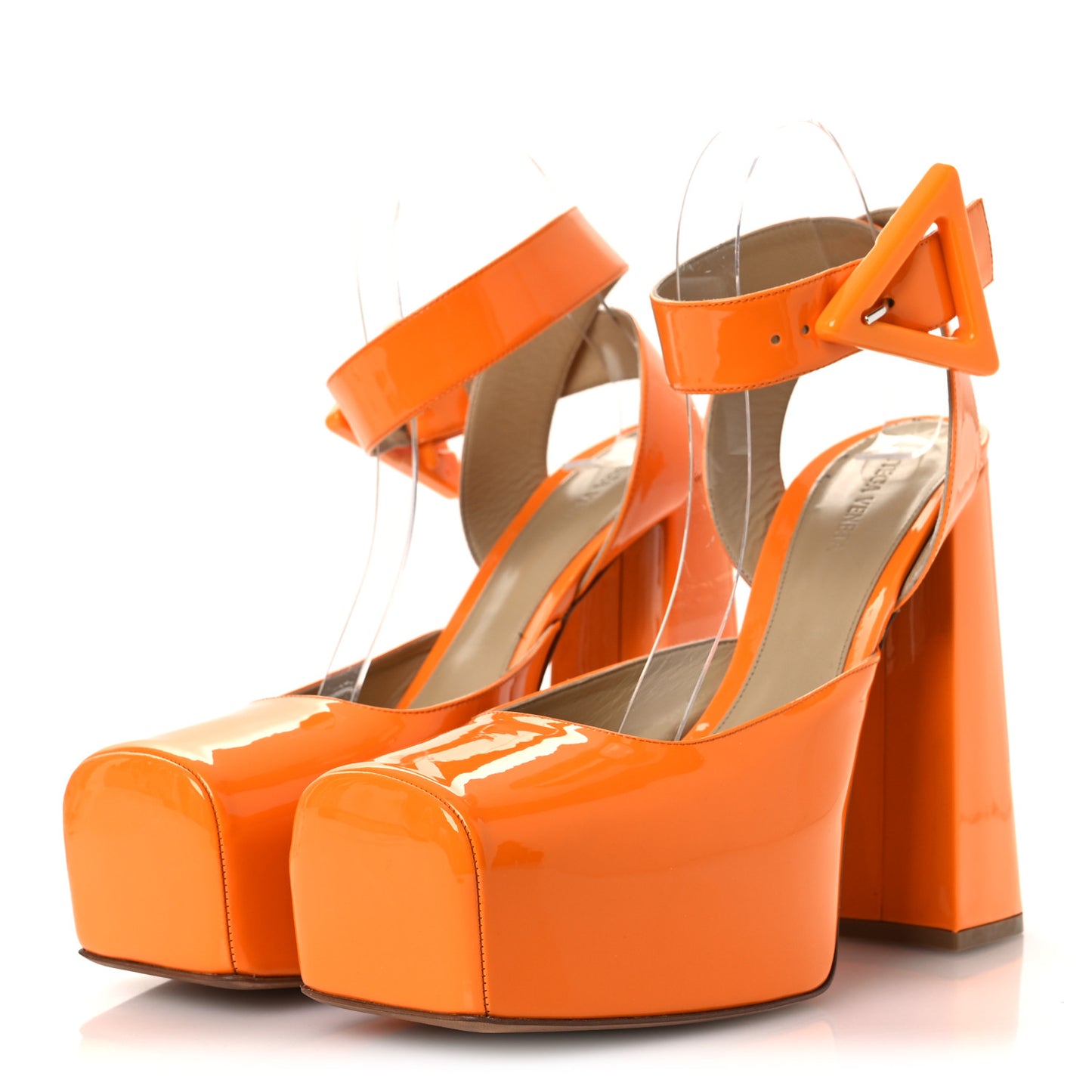 Supergloss Patent Tower 40/140mm Platform Pumps 40.5 Tangerine