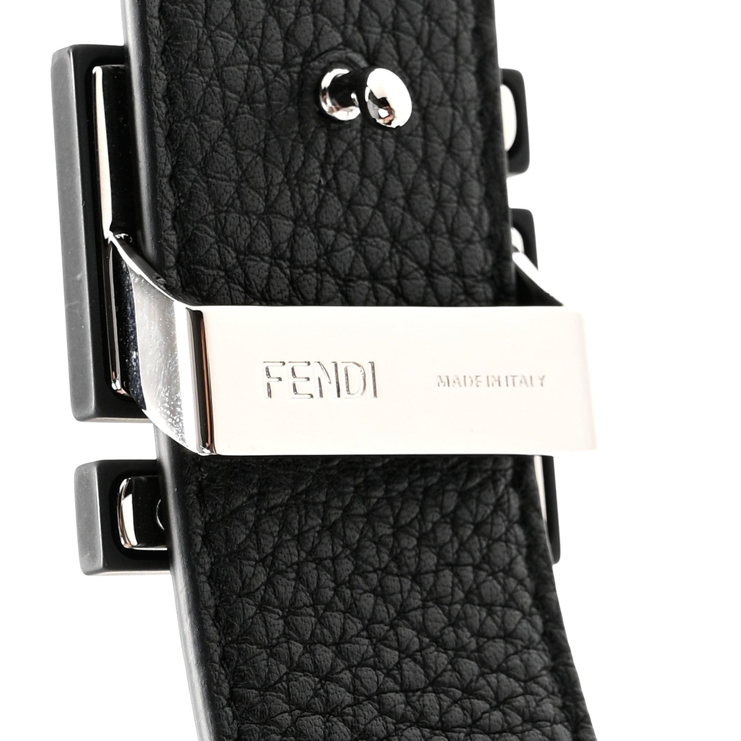 Fendi Cuoio Romano Glazed Fabric Enamel FF 1974 Reversible Belt 85 34 Black Tobacco 5 of 9