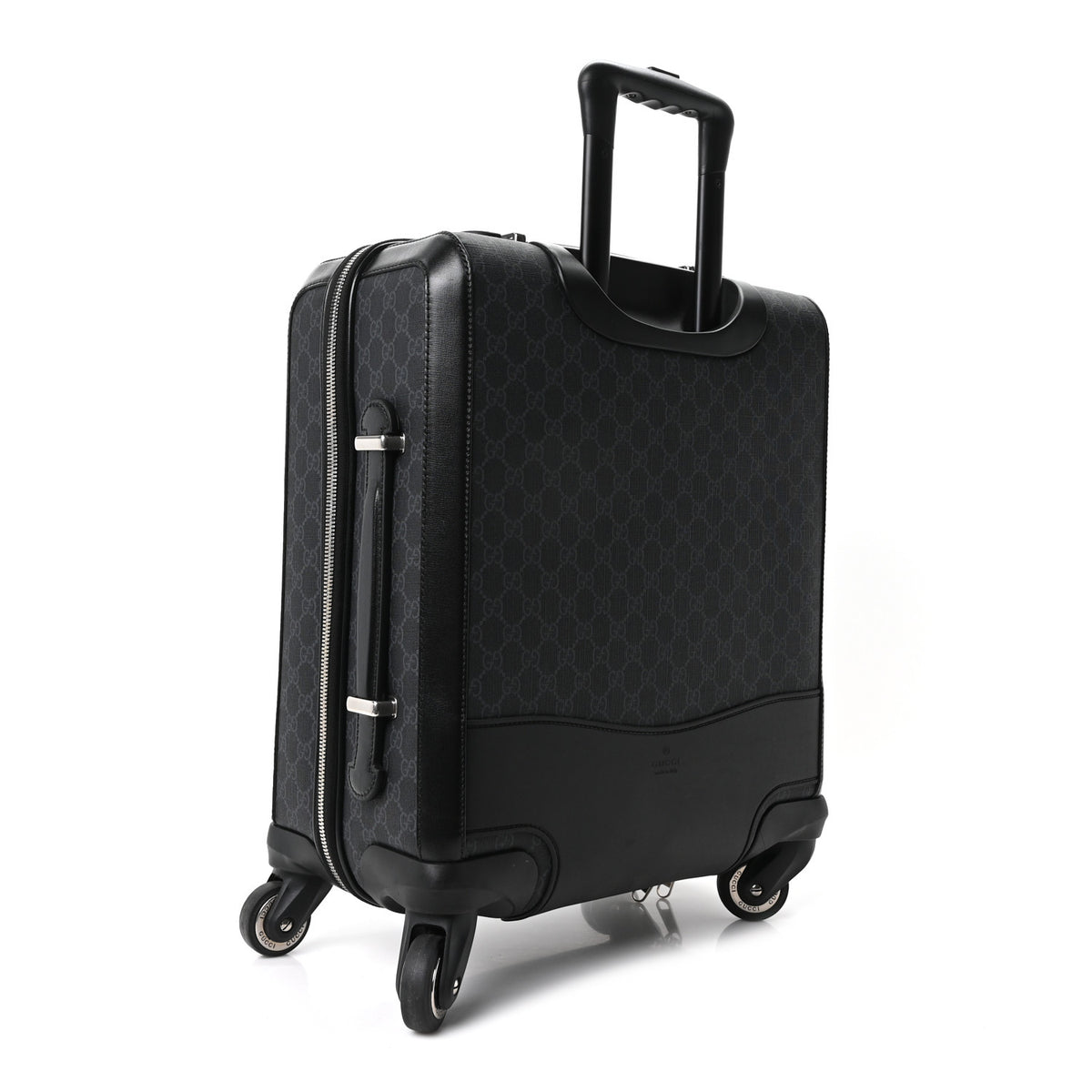 GG Supreme Monogram Azalea Calfskin Retro Interlocking G Small Savoy Cabin Trolley Black