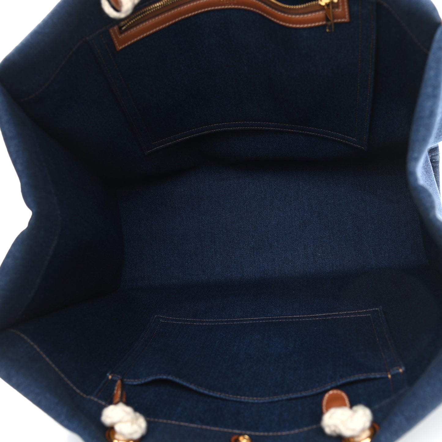 Denim Horizontal Cabas Navy Tan