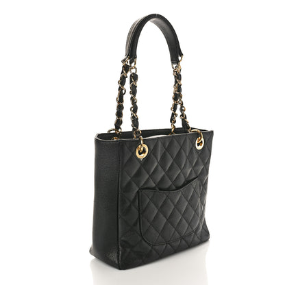Chanel Caviar Quilted Petit Shopping Tote PST Black 3 of 10