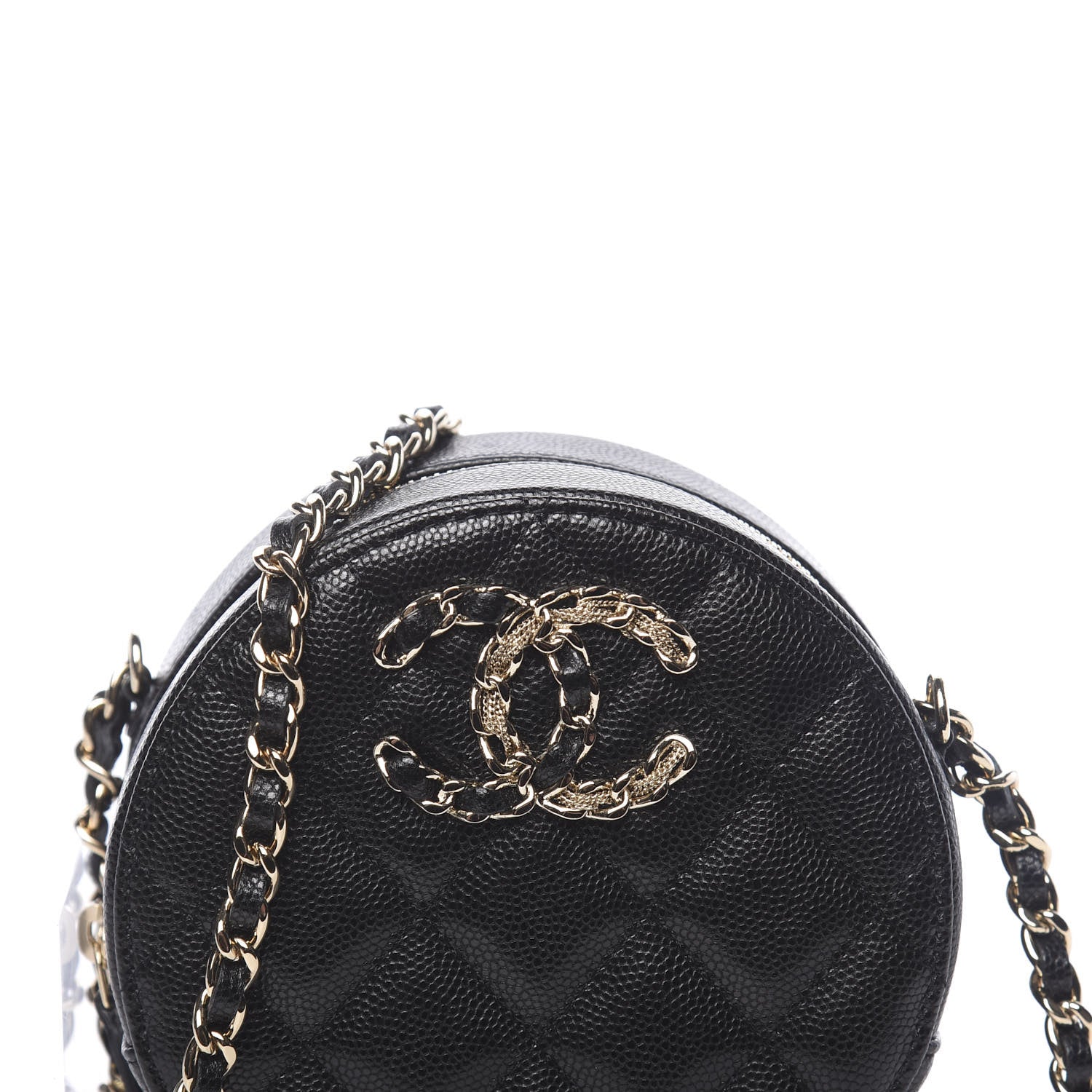 Chanel Caviar Quilted French New Wave Round Clutch With Chain Black 9 of 10