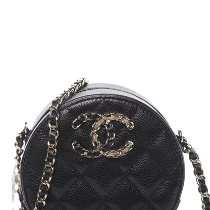 Chanel Caviar Quilted French New Wave Round Clutch With Chain Black 9 of 10