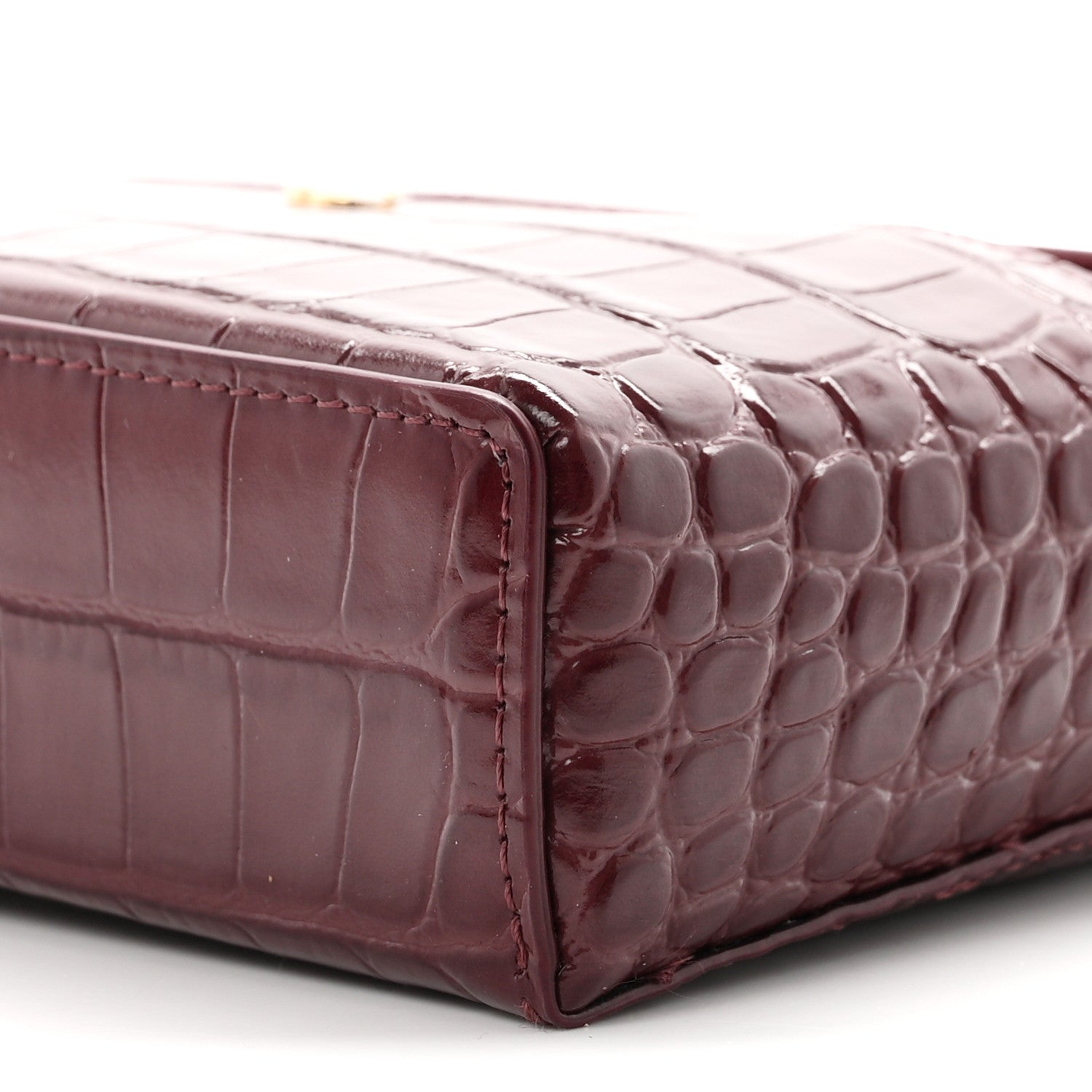 Chanel Calfskin Crocodile Embossed Crococo Exoticoco Vanity With Chain Dark Burgundy 10 of 11