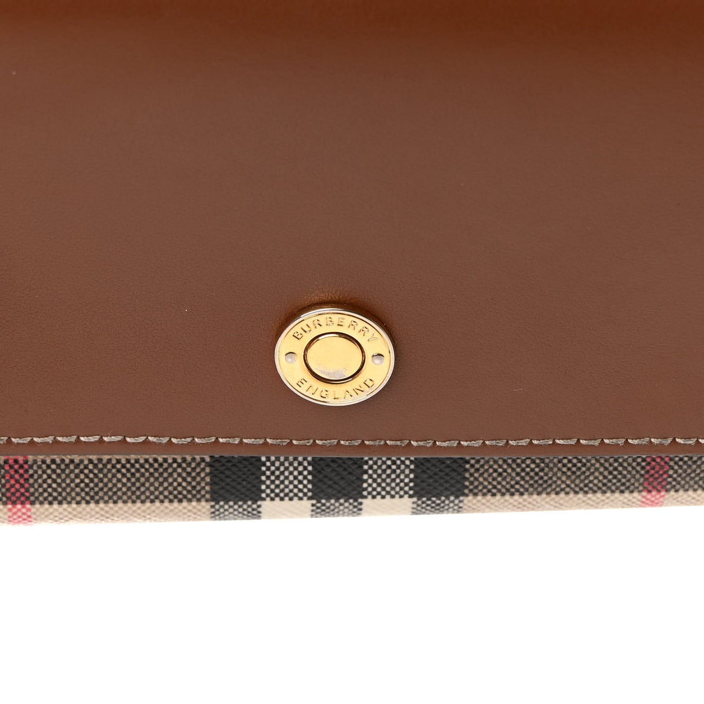 Vintage Check Grain Calfskin Halton Wallet Tan