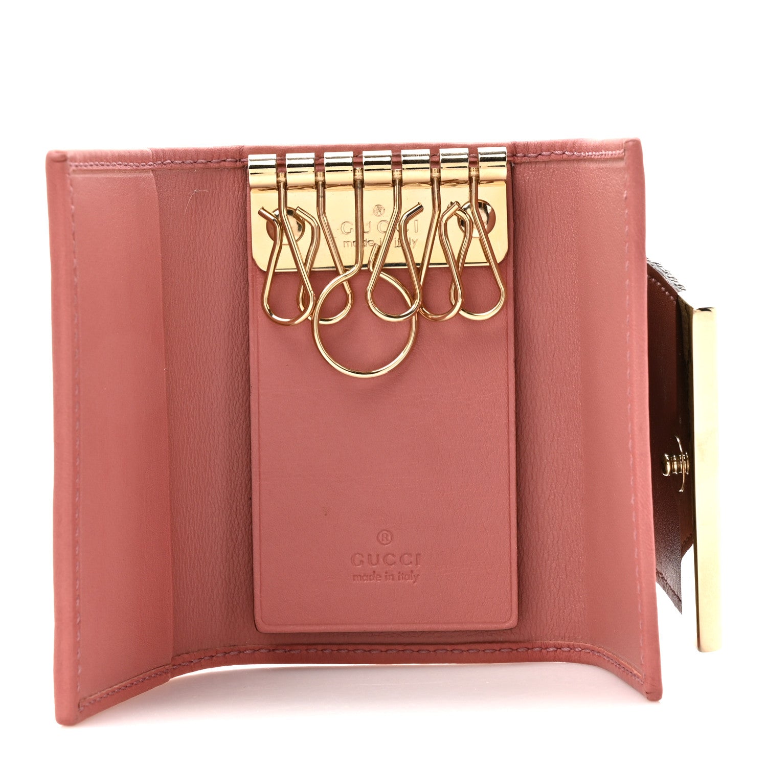 Gucci GG Supreme Monogram Wev 6 Key Holder Case Beige Pink 5 of 9