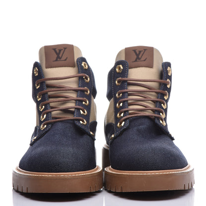 Louis Vuitton Denim Mens Oberkampf Ankle Boots 8 Marine 2 of 12
