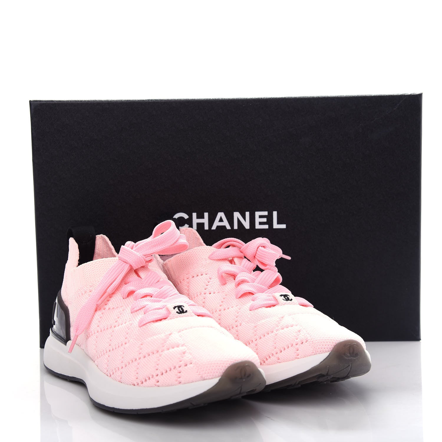 Chanel Mixed Fibers Quilted Womens CC Sneakers 37 Light Pink 10 of 10