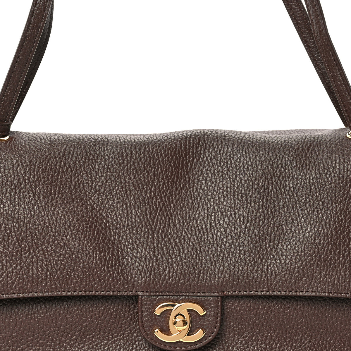Grained Calfskin Small Souplissimo Maxi Flap Brown