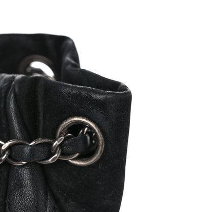 Chanel Goatskin Suede Calfskin Quilted Patchwork Drawstring Bag Black 14 of 14