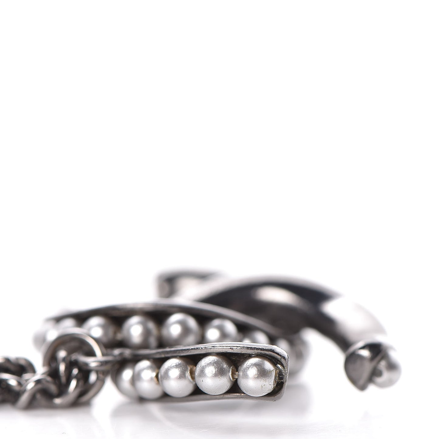 Pearl CC Pendant Necklace Silver