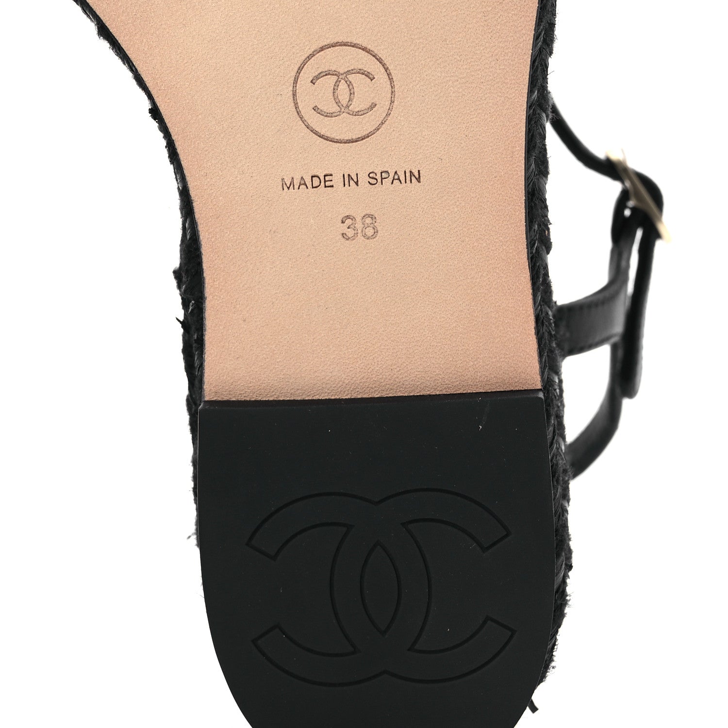 Chanel Lambskin Grosgrain CC Espadrilles Wedges 38 Black 8 of 14