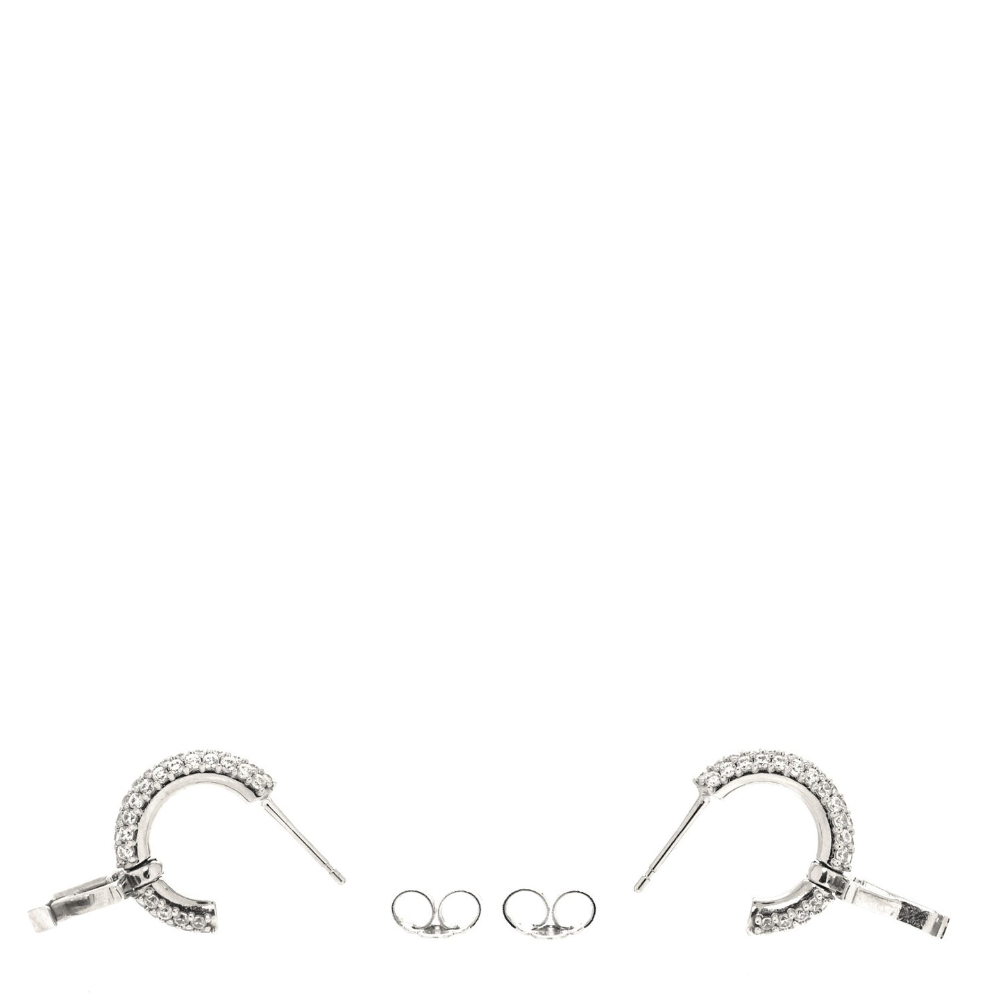 Metal Crystal LV Iconic Hoop Earrings Palladium