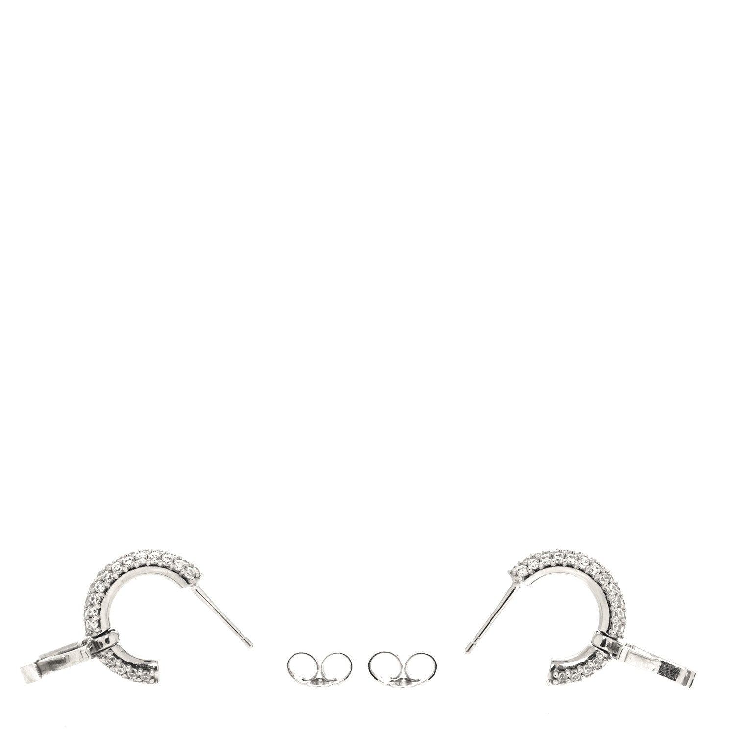 Louis Vuitton Metal Crystal LV Iconic Hoop Earrings Palladium 3 of 6