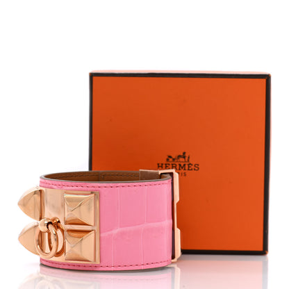 Hermes Matte Niloticus Crocodile Collier De Chien CDC Bracelet T2 Rose Bubblegum 9 of 9