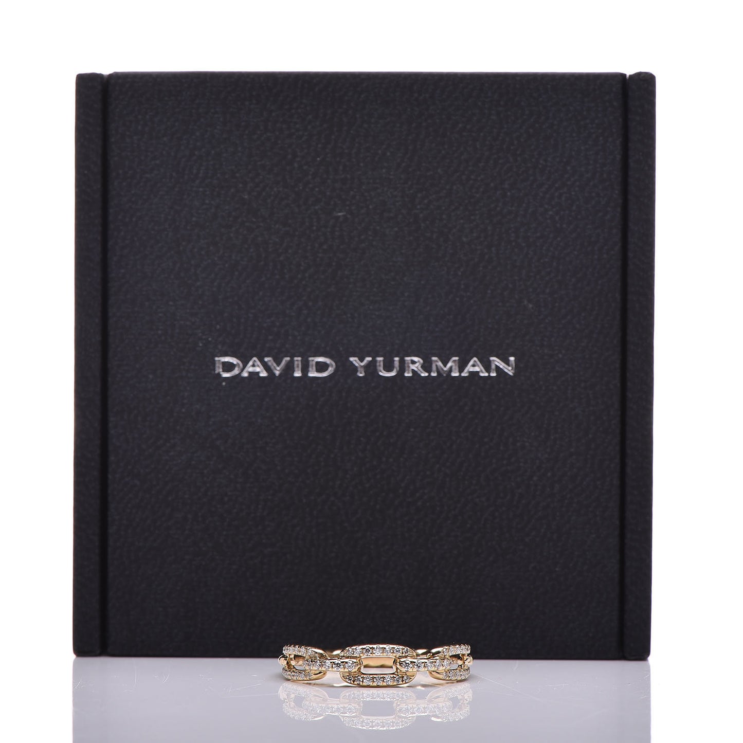 18K Yellow Gold Diamond Stax Single Row Chain Link Ring 57 8