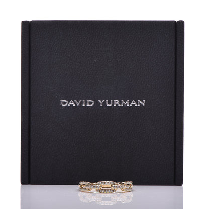 David Yurman 18K Yellow Gold Diamond Stax Single Row Chain Link Ring 57 8 5 of 5