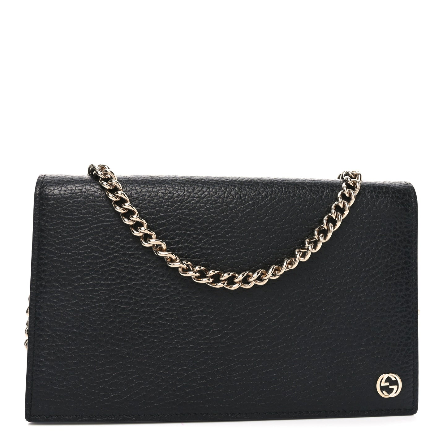 Dollar Calfskin Medium Betty Chain Wallet Black