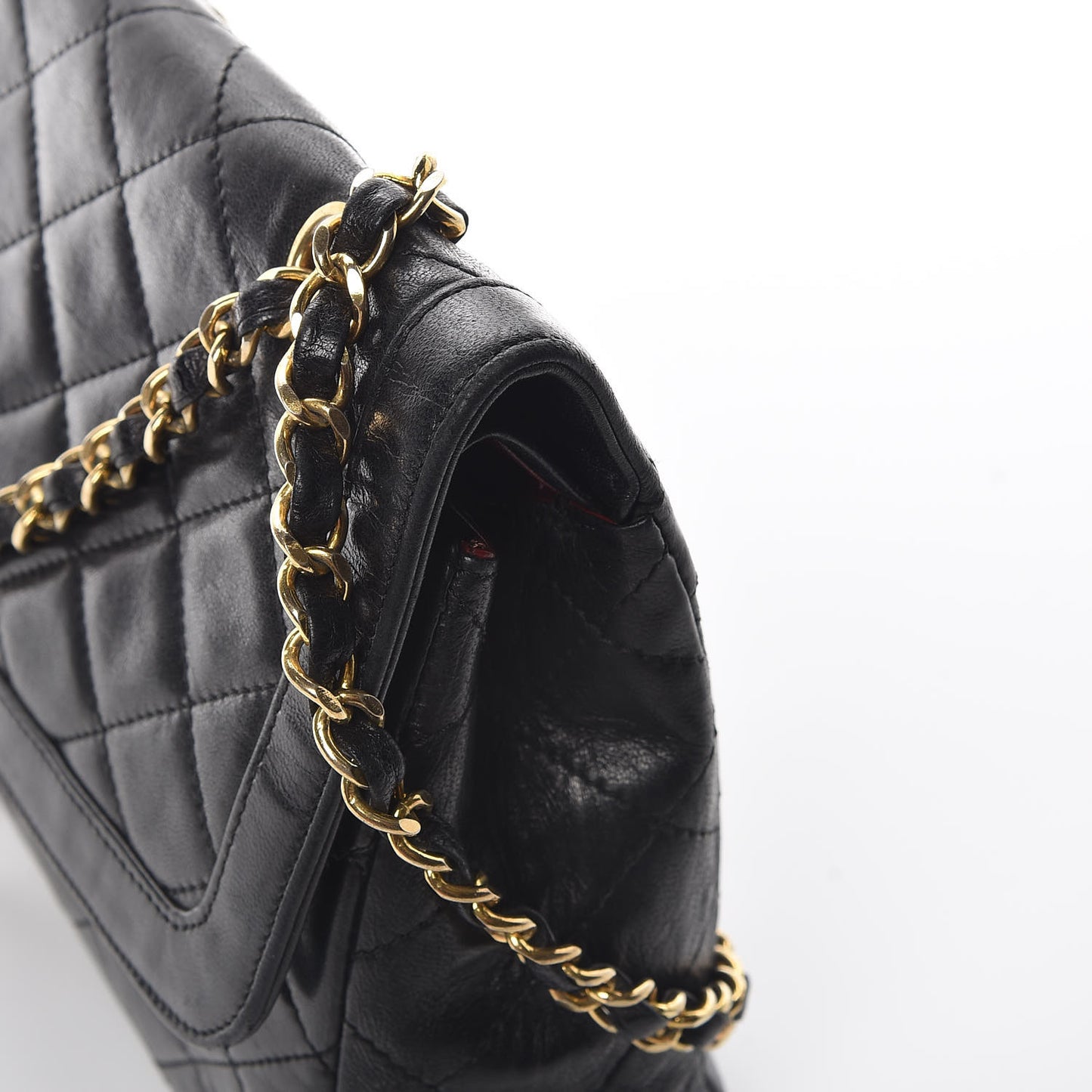 Lambskin Quilted Medium Double Flap Black