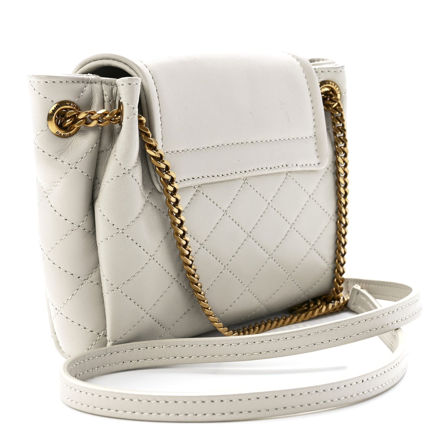 Lambskin Quilted Monogram Mini Nolita Blanc Vintage
