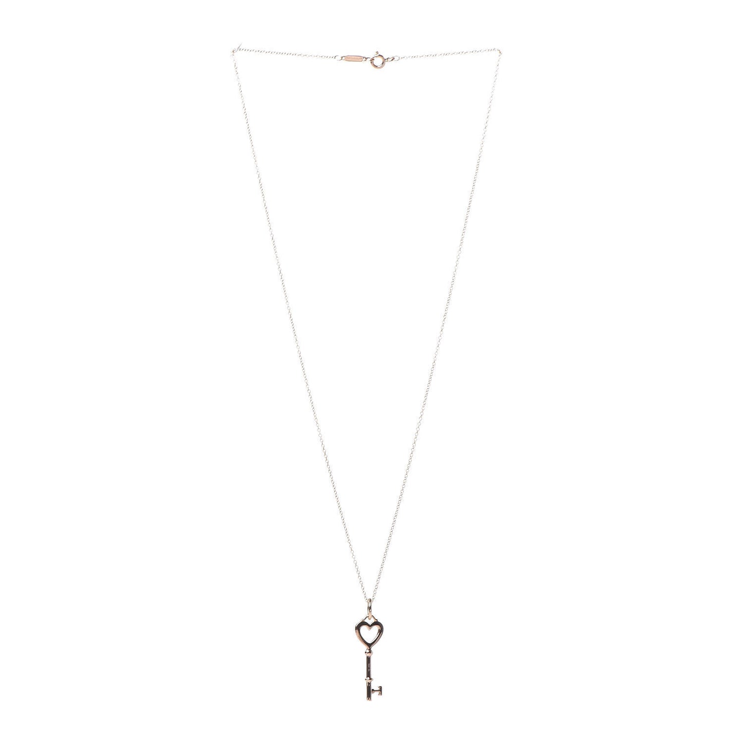 18K Rose Gold Mini Heart Key Pendant Necklace