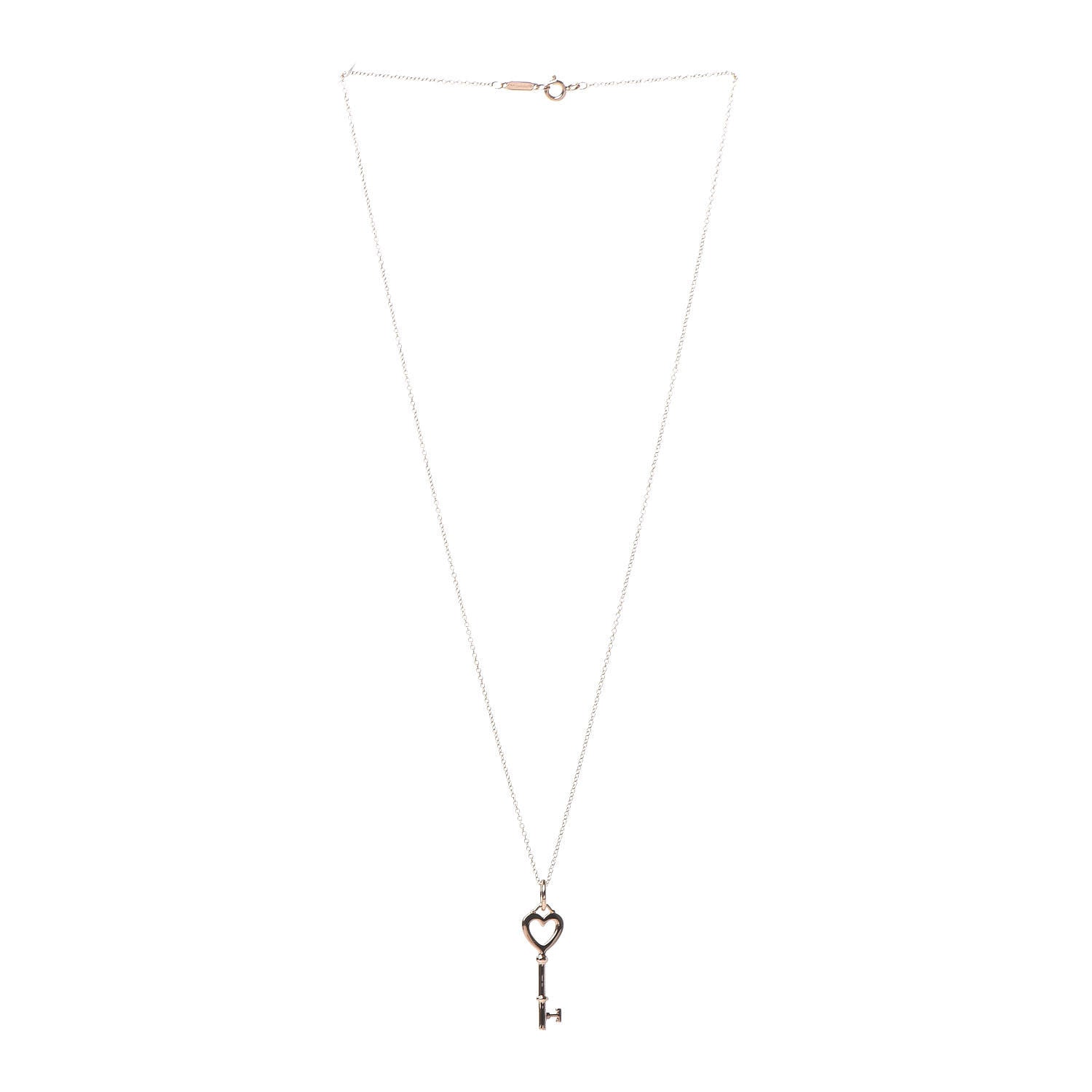 Tiffany 18K Rose Gold Mini Heart Key Pendant Necklace 3 of 6