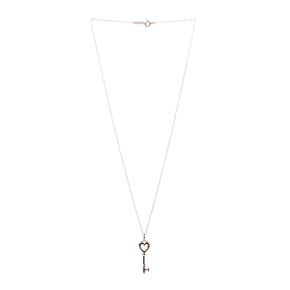 Tiffany 18K Rose Gold Mini Heart Key Pendant Necklace 3 of 6