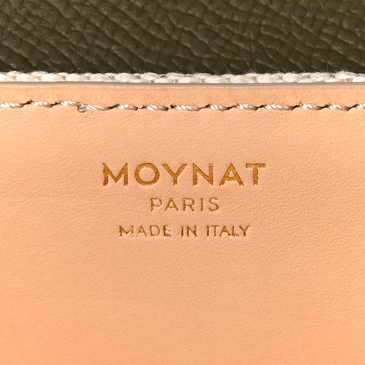 Cotton Canvas Linen Calfskin Gabrielle Clutch Olive Green