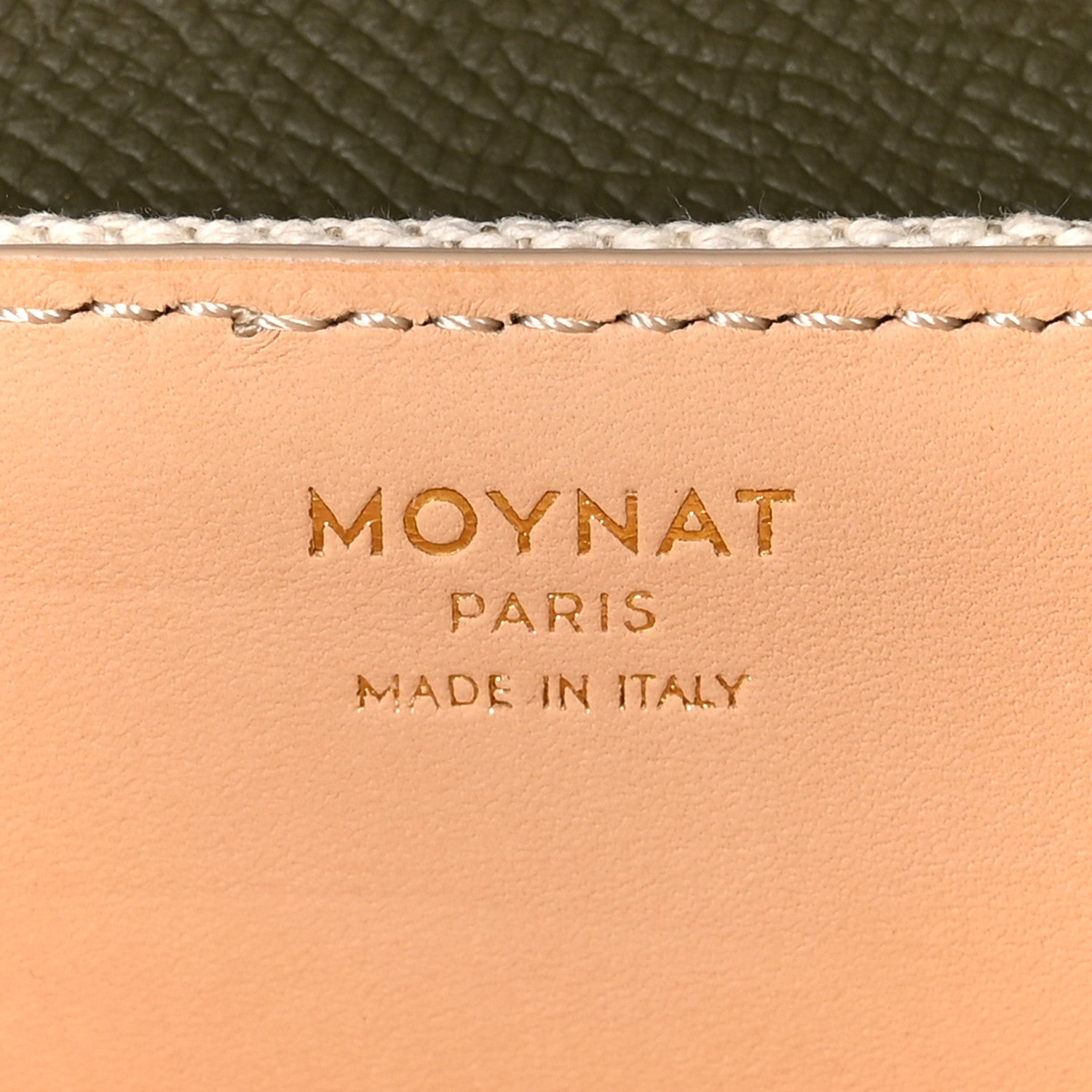 Moynat Cotton Canvas Linen Calfskin Gabrielle Clutch Olive Green 7 of 11