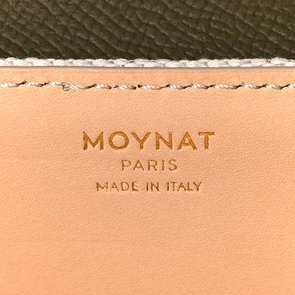 Moynat Cotton Canvas Linen Calfskin Gabrielle Clutch Olive Green 7 of 11