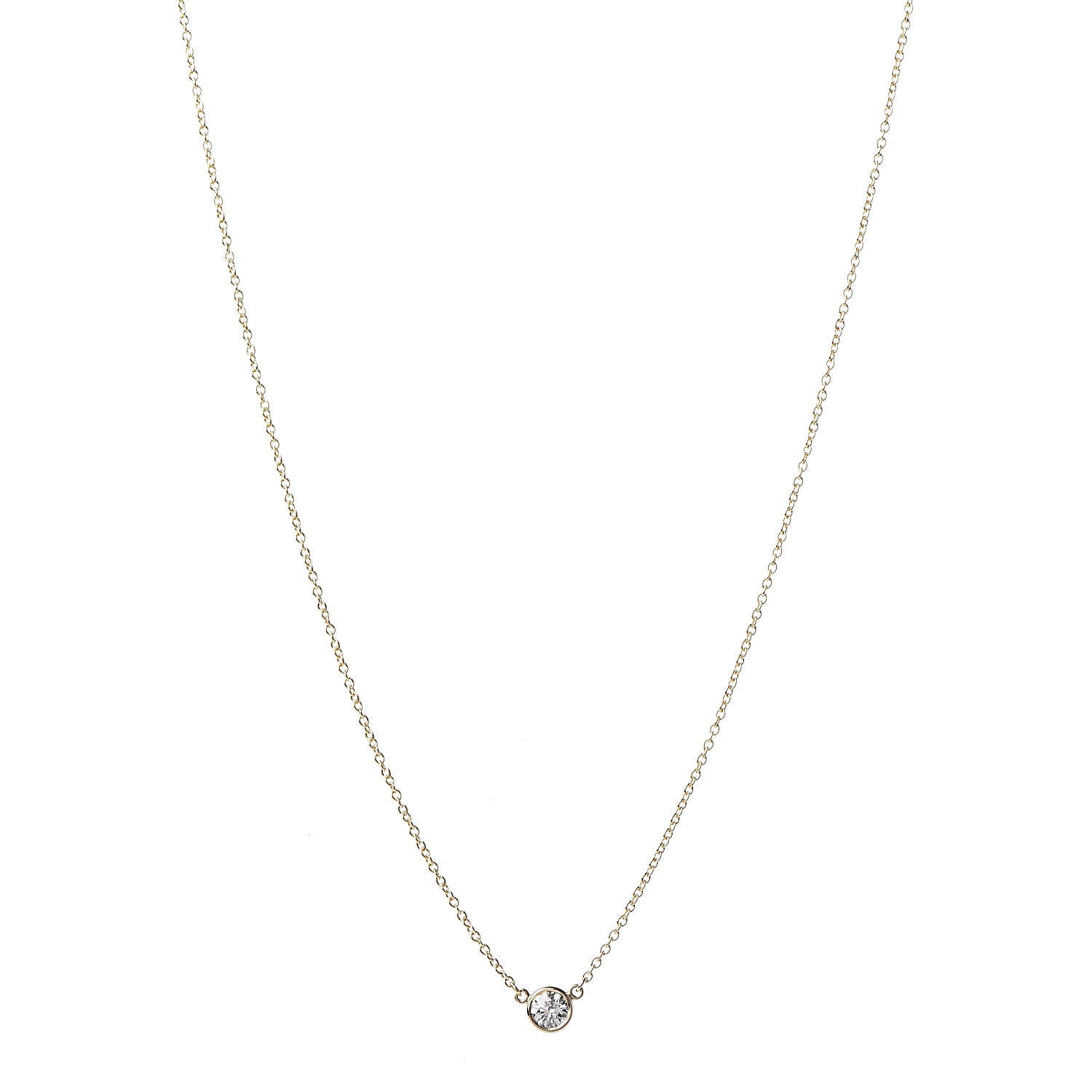 Tiffany 18K Yellow Gold Diamond .20ct Elsa Peretti Diamonds by the Yard Pendant Necklace 1 of 9