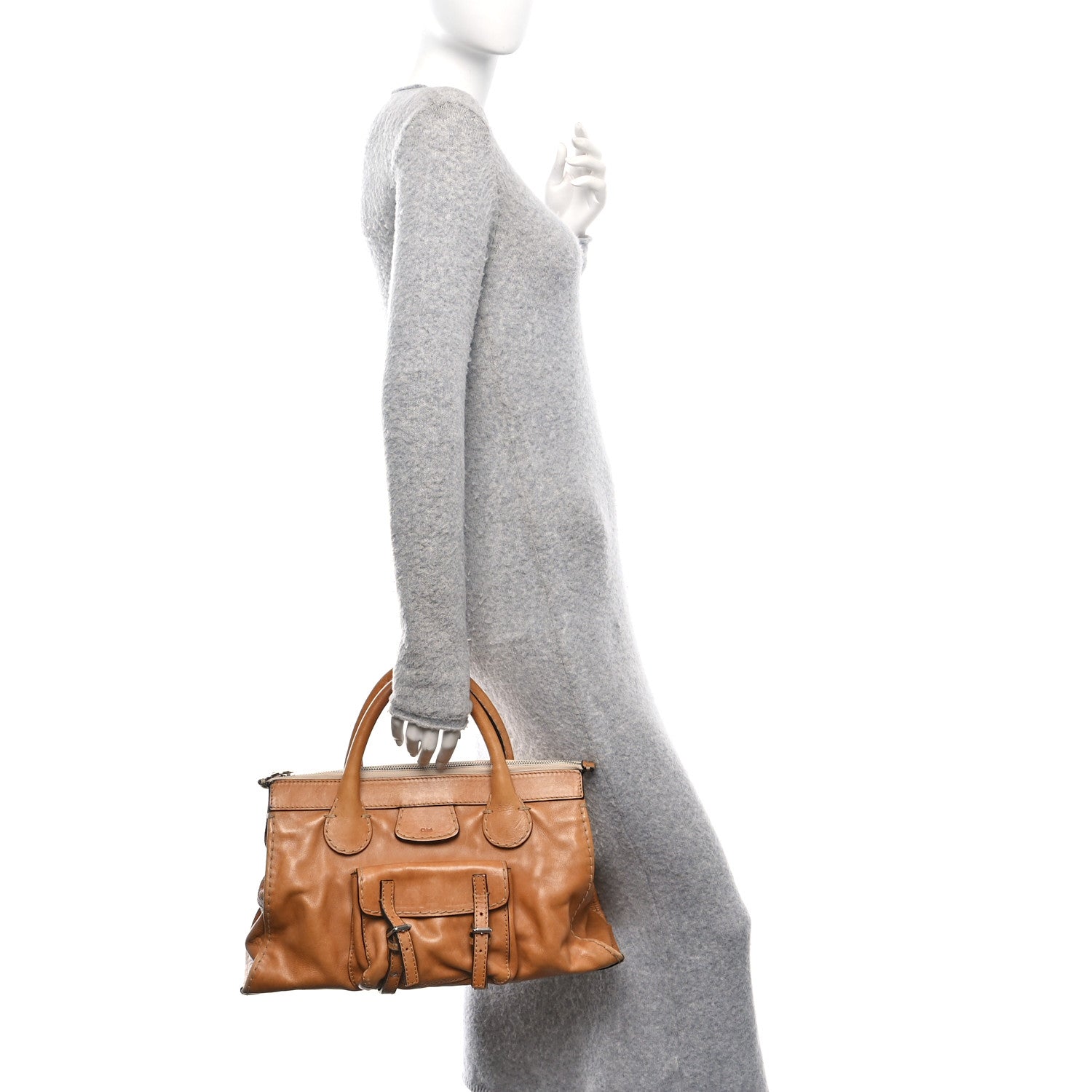 Chloe Calfskin Edith Satchel Beige 2 of 10