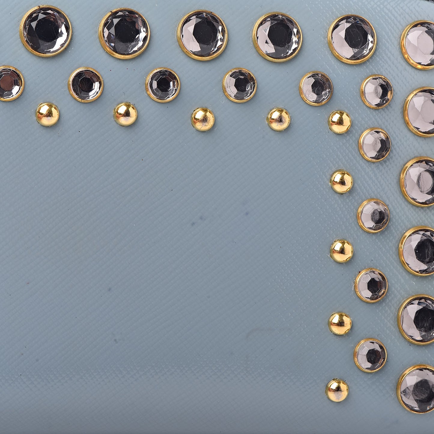 Saffiano Vernice Crystal Studded Zip Around Wallet Blue