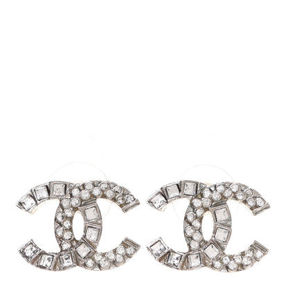 Chanel Baguette Crystal CC Earrings Silver 1 of 5