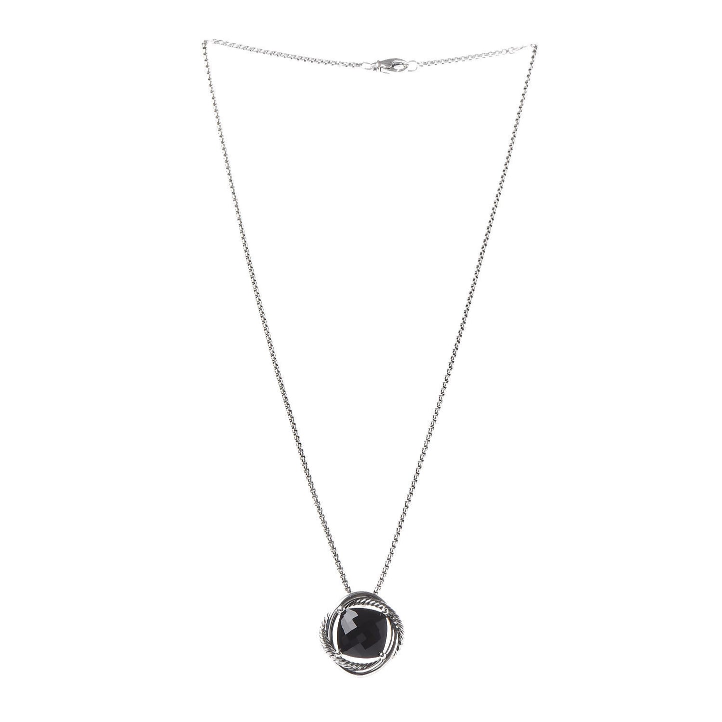Sterling Silver Black Onyx 14mm Infinity Pendant Necklace
