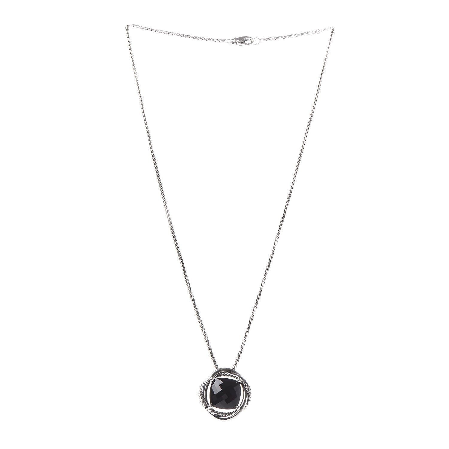 David Yurman Sterling Silver Black Onyx 14mm Infinity Pendant Necklace 3 of 6