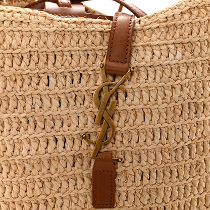 Saint Laurent Raffia Calfskin Le 5 A 7 Small Hobo Natural Brick 12 of 15
