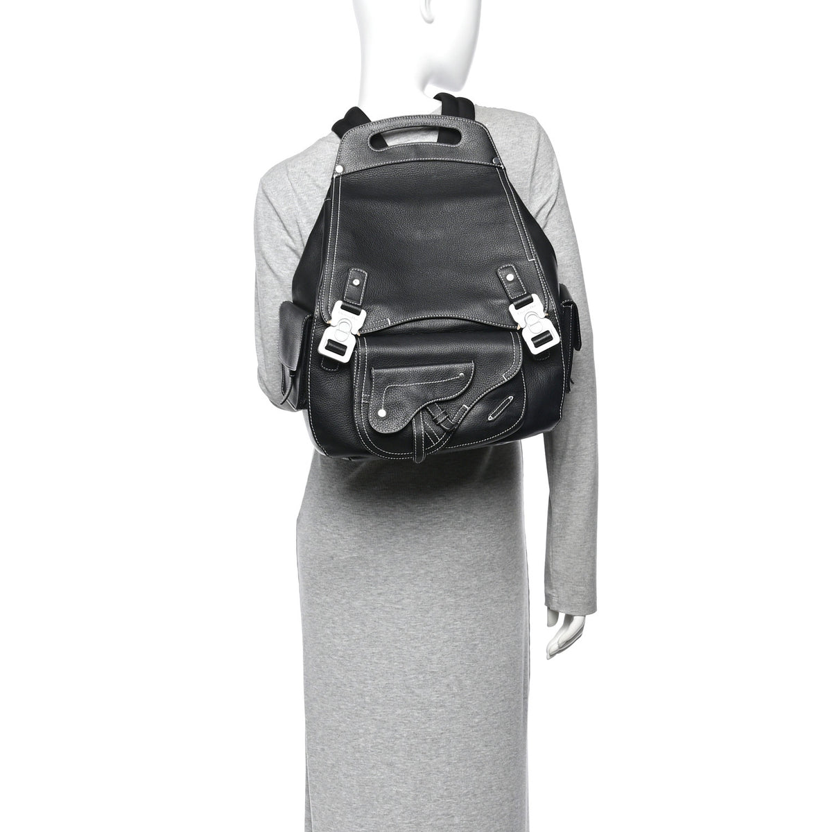 Grained Calfskin Maxi Gallop Backpack Black