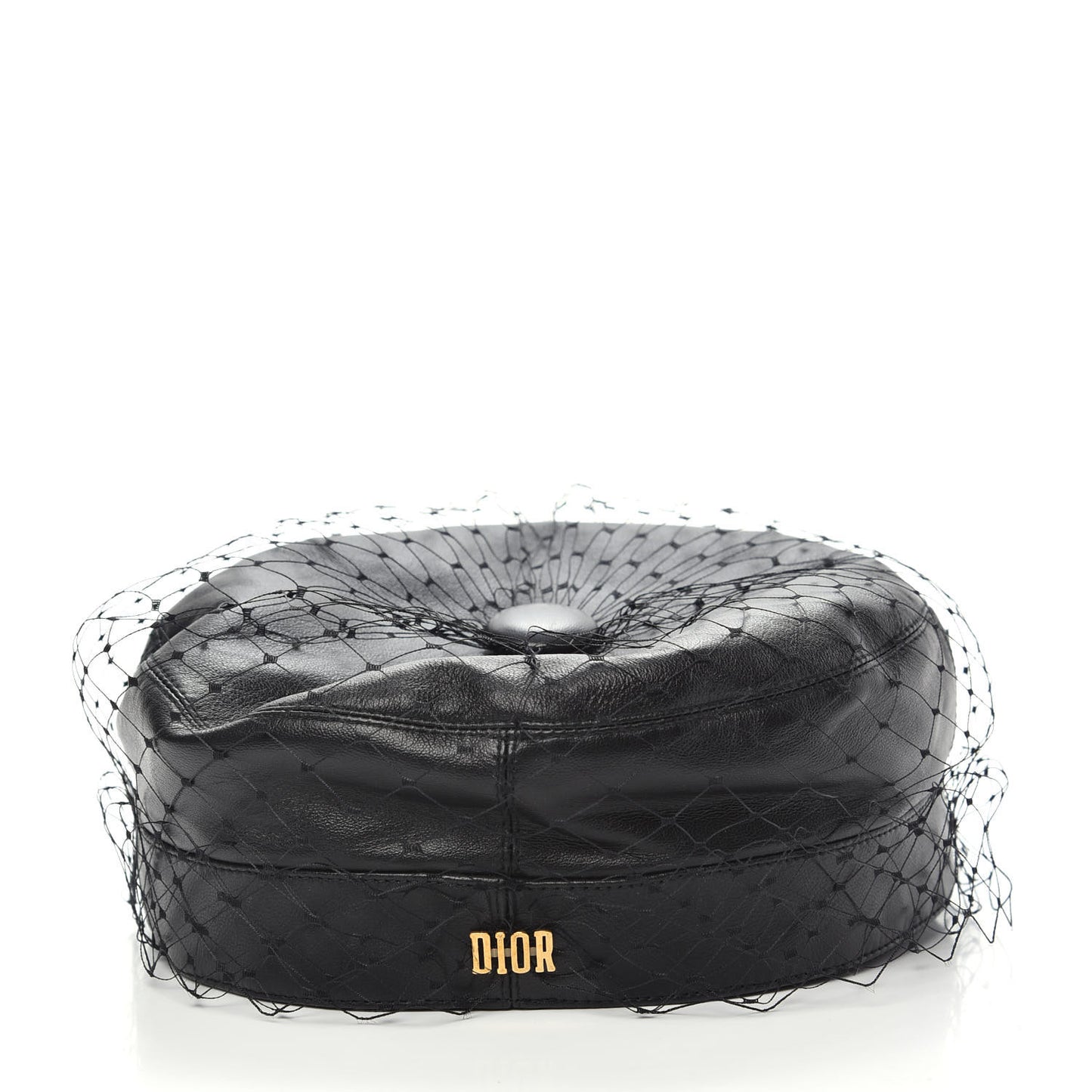 Calfskin Paris Revolution Cap With Veil 58 Black