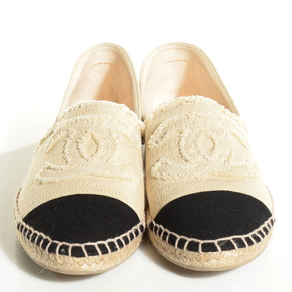 Chanel Toile CC Espadrilles 37 Beige Black 2 of 6