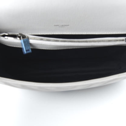 Saint Laurent Sheepskin Matelasse Chevron Monogram Large College Satchel Light Grey 5 of 9