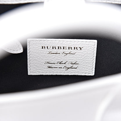 Burberry Grainy Calfskin House Check Small Banner Tote Chalk White 6 of 12