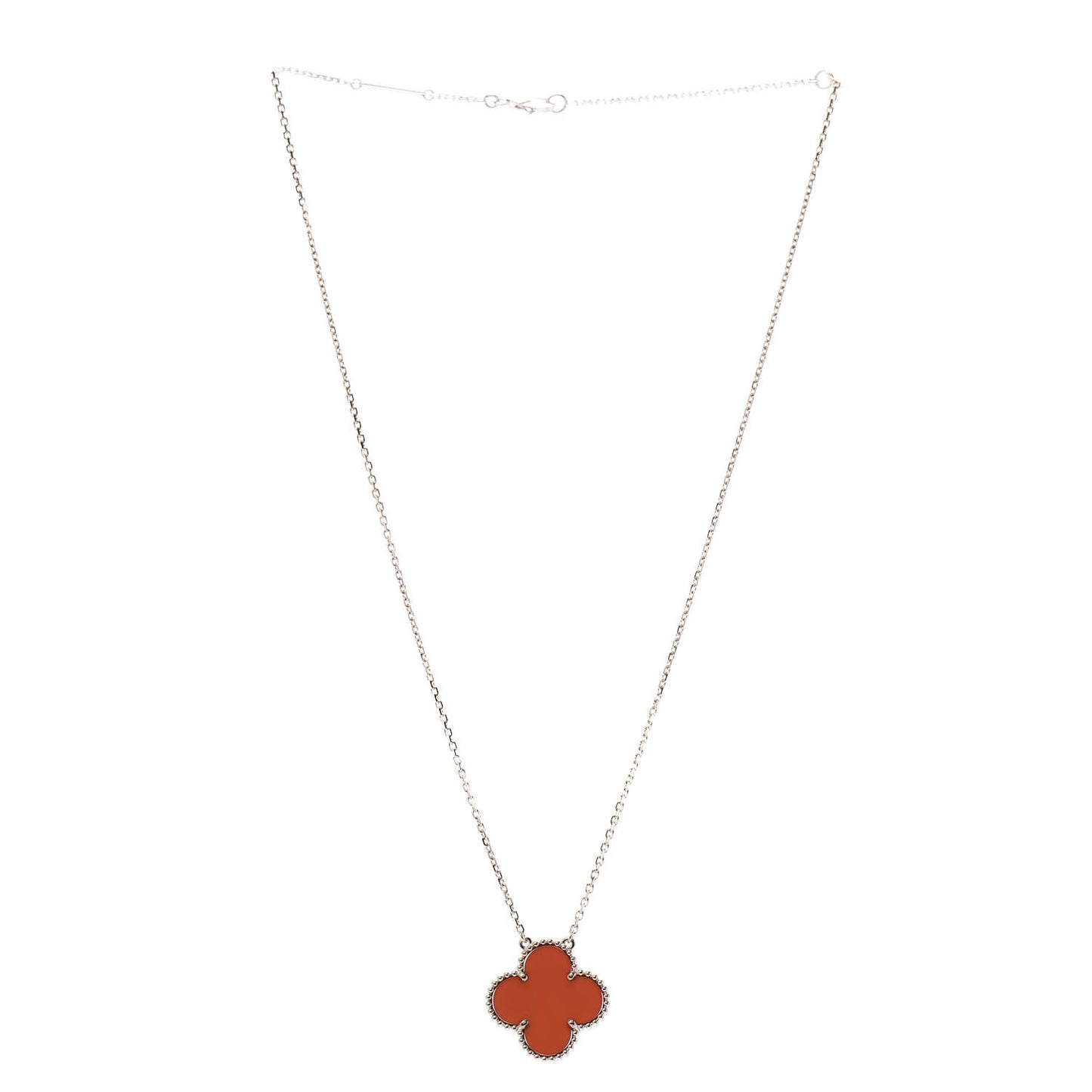 18K Yellow Gold Carnelian Magic Alhambra Pendant Necklace