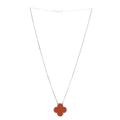 Van Cleef & Arpels 18K Yellow Gold Carnelian Magic Alhambra Pendant Necklace 3 of 7